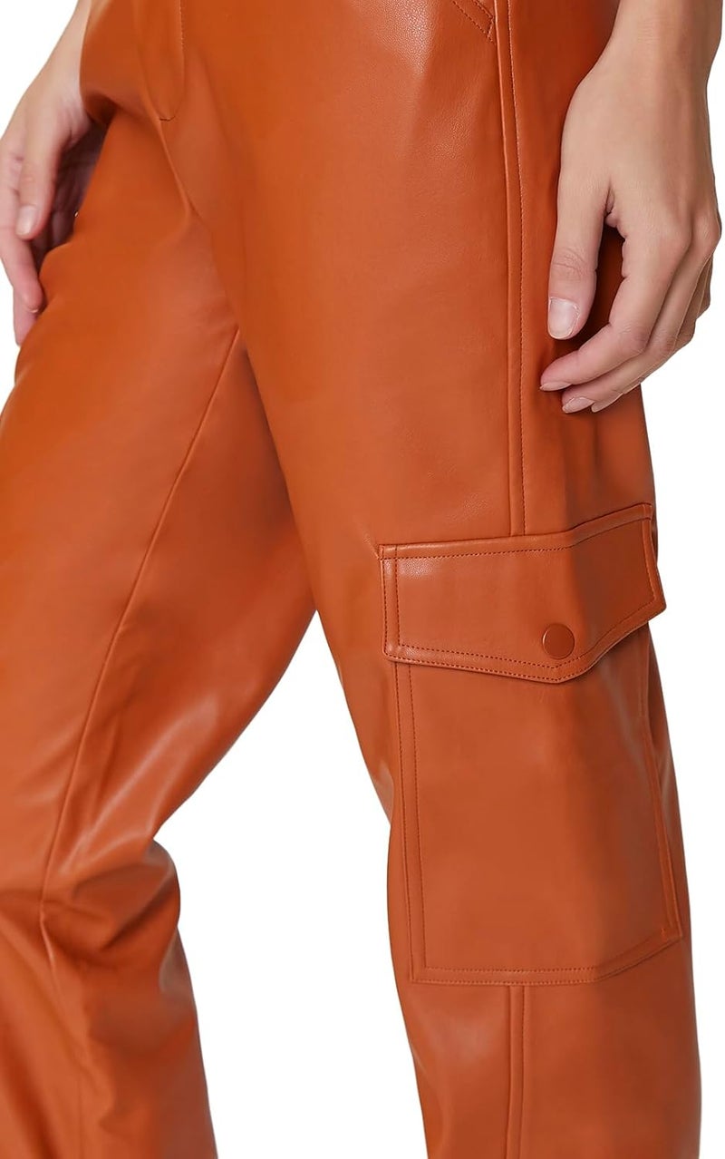 FOREVER 21 Womens Faux Leather Cargo Ankle Pants - Image 2